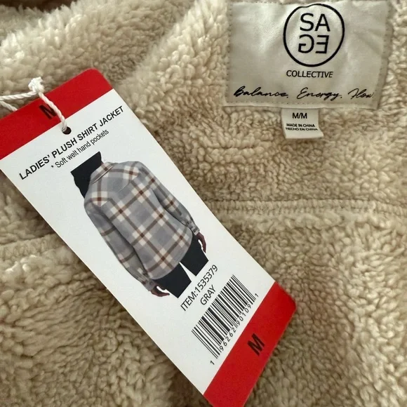 Sage Collective Fleece Plaid Jacket - Picture 7 of 10